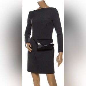 •MICHAEL KORS•BLACK & SILVER MK CANVAS & PYTHON EMBOSSED LEATHER BELT BAG